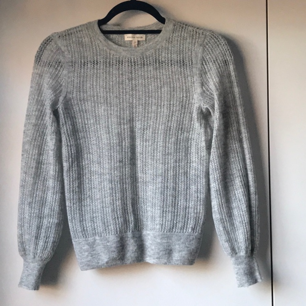 Rebecca Taylor Delicate Weave Gray/White Sweater